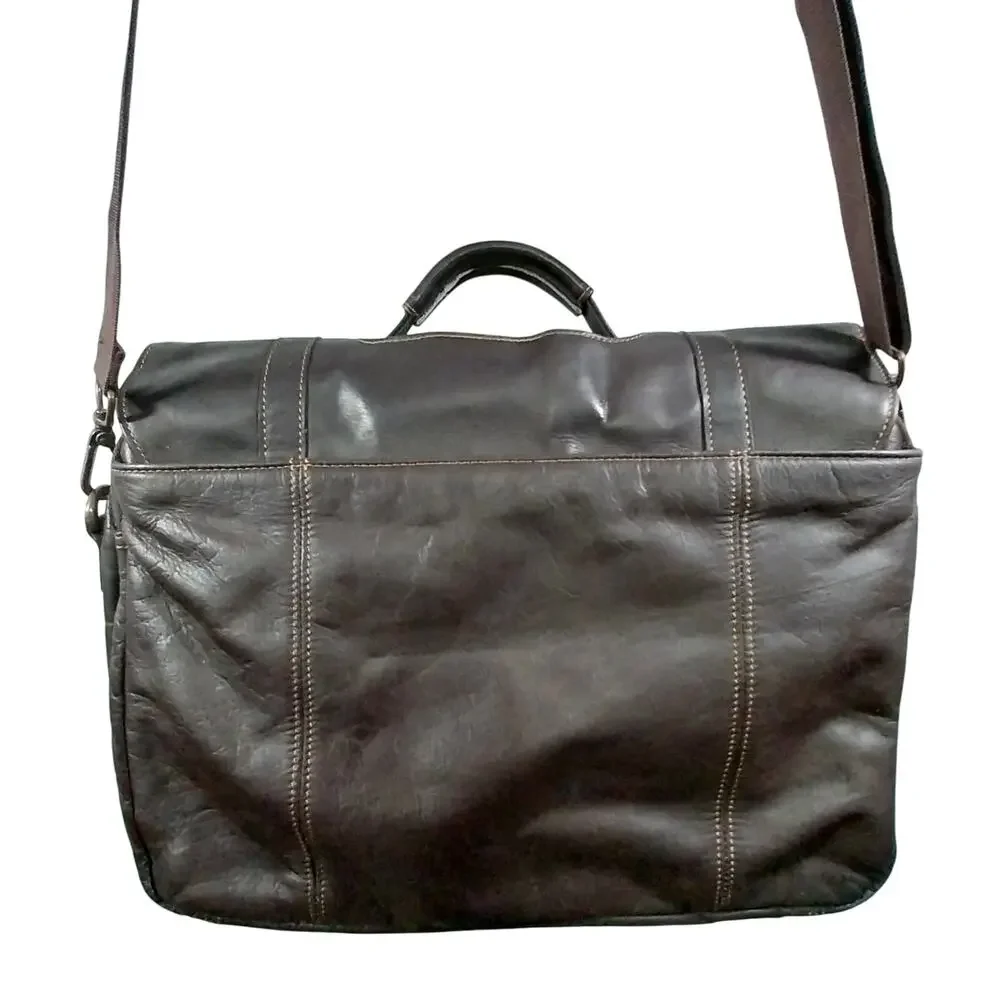 KENNETH COLE REACTION! ESPRESSO BROWN GENUINE LEATHER LAPTOP, BRIEFCASE, BAG! - Picture 6 of 13